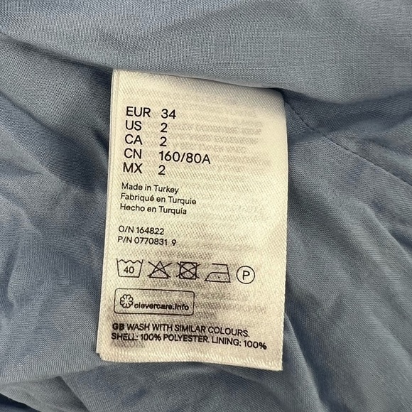 h&m Blue Pleated Lined Maxi Dress Size 2 Women’s - Picture 10 of 10